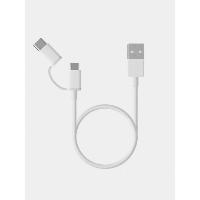 Кабель XIAOMI 2 в 1 USB - Micro USB/Type-C 1 м, белый 1650990