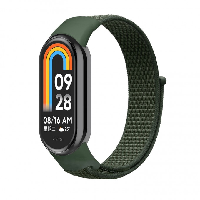 Ремешок с нейлоновой петлей на липучке для XIAOMI Mi Band 8, армейский зеленый 19511951