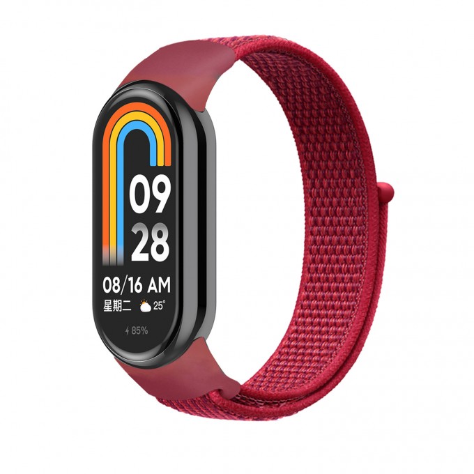 Ремешок с нейлоновой петлей на липучке для XIAOMI Mi Band 8, китайский красный 19521952