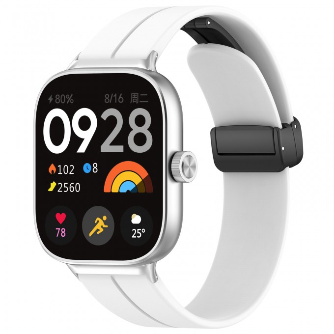 Cиликоновый ремешок для XIAOMI Mi Band 8 Pro / Redmi Watch 4, с магнитной застежкой, белый 3389