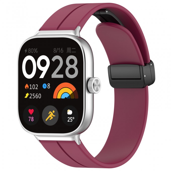 Ремешок для XIAOMI Mi Band 8 Pro / Redmi Watch 4, с магнитной застежкой, винный 3395