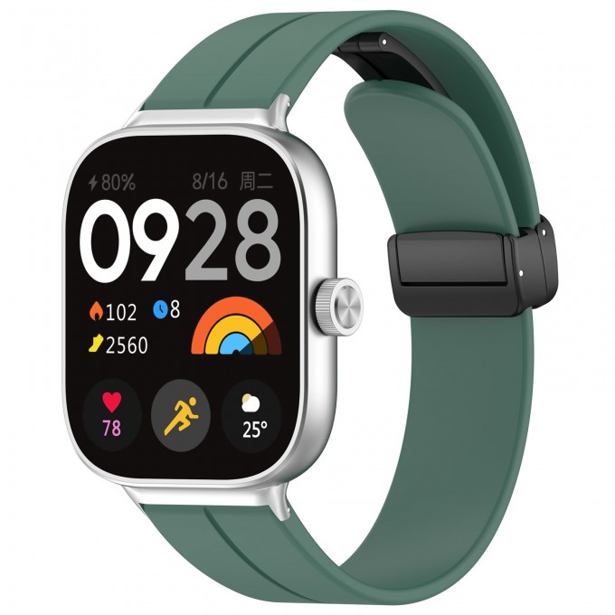 Ремешок для XIAOMI Mi Band 8 Pro / Redmi Watch 4, с магнитной застежкой, темно-зеленый 3399