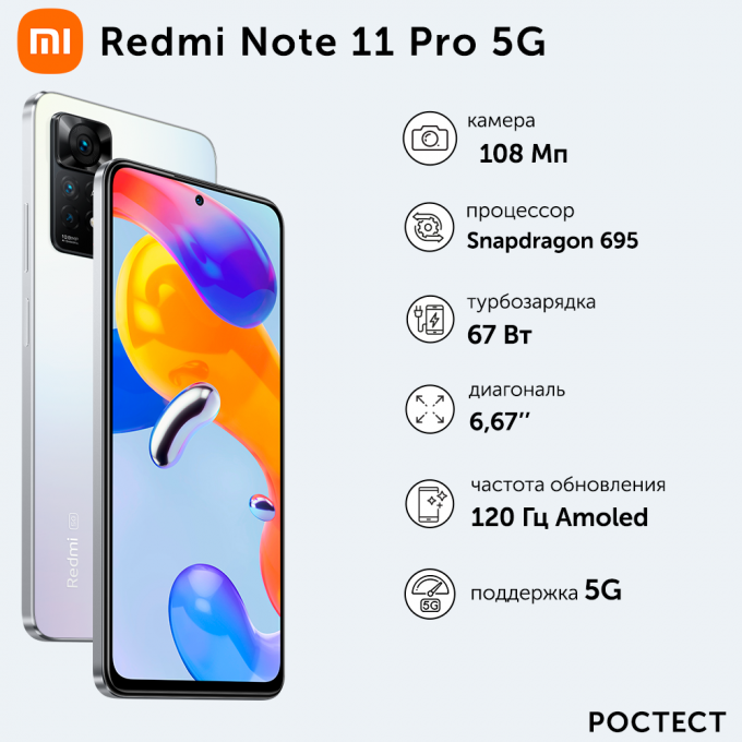 Смартфон XIAOMI Redmi Note 11 Pro 5G 8/128GB White () 38125