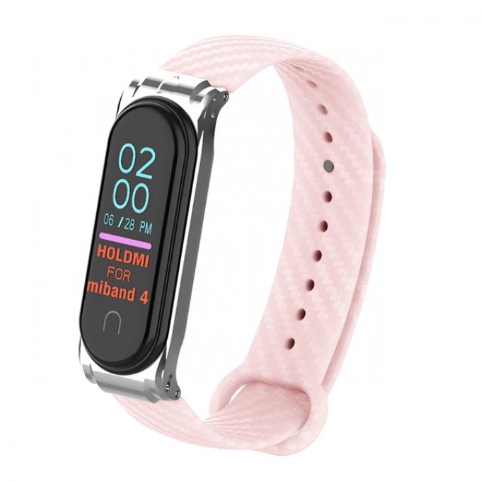 Ремешок XIAOMI силиконовый с металлическим основанием для Mi Band 4 Strap Pink 444 002