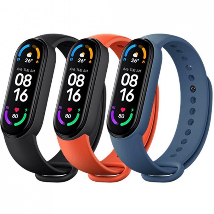 Ремень для фитнес-треккера XIAOMI Mi Smart Band 6 Strap(3 pack) Black/Orange/Blue X34142